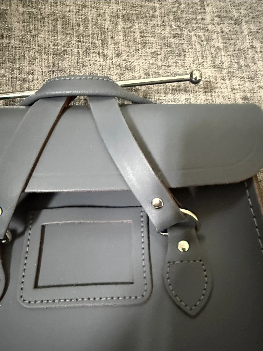 The Cambridge Satchel Company Slate Gray Leather Satchel Top Handle with strap